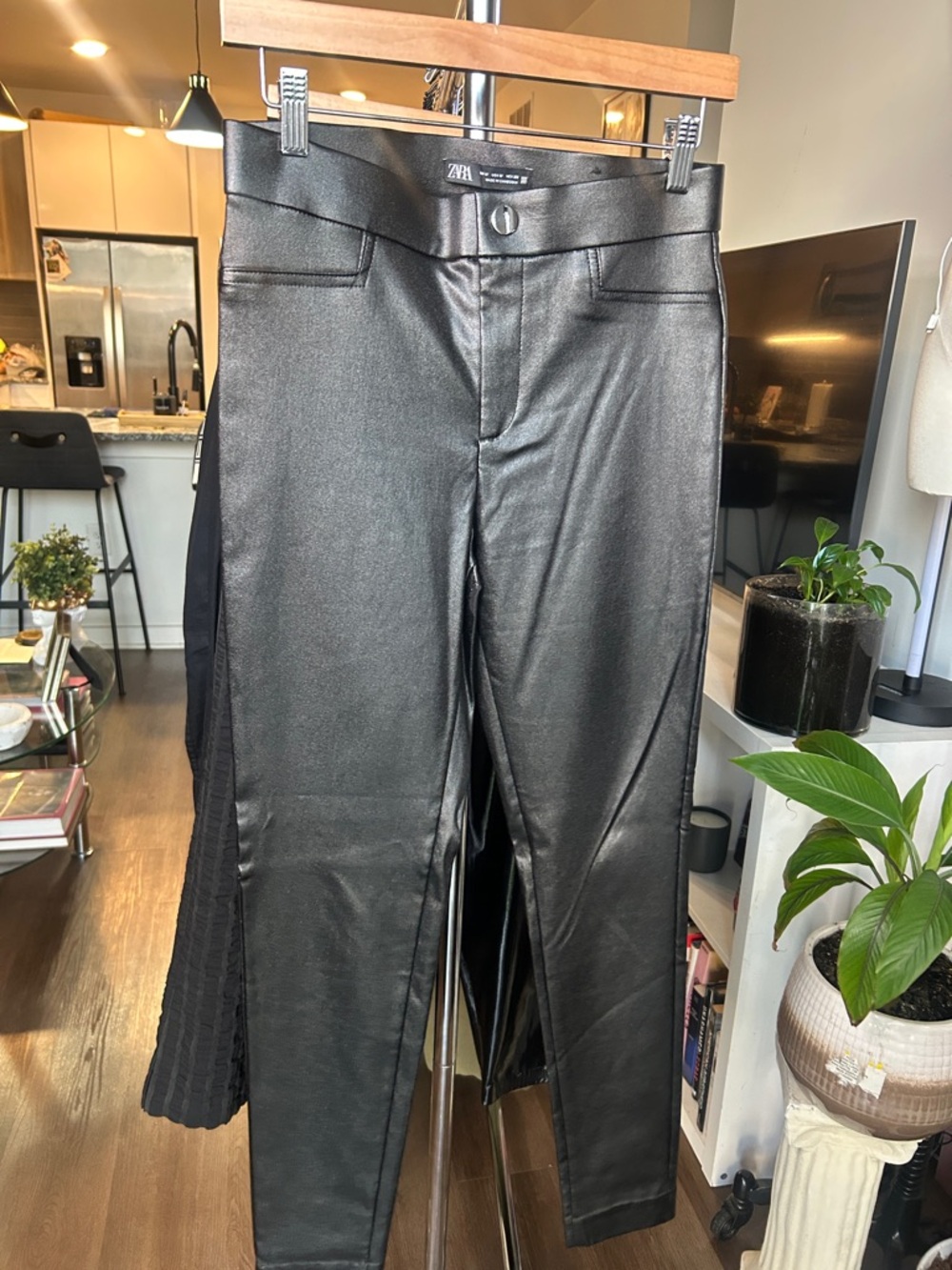 Zara Black Faux Leather Skinny Trousers